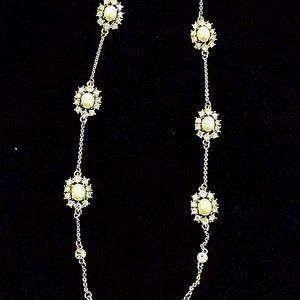 Anne Taylor gold necklace with pearl and rhinstone